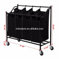 4 To3Bag Rolling Laundry Sorter Cart Heavy Duty Sorting Hamper With Removable Bags and Brake Casters